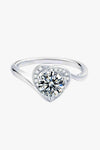 1 Carat Moissanite 925 Sterling Silver Heart Ring Moissanite - Tophatter Daily Deals