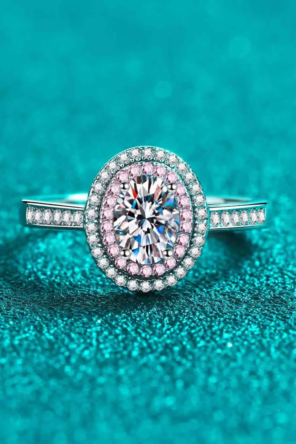 1 Carat Moissanite 925 Sterling Silver Halo Ring Moissanite - Tophatter Daily Deals