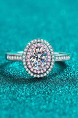 1 Carat Moissanite 925 Sterling Silver Halo Ring Moissanite - Tophatter Daily Deals