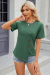 Round Neck Short Sleeve T-Shirt Women's T-Shirts - Tophatter Daily Deals