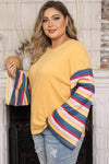 Plus Size Striped Flare Sleeve T-Shirt Women's T-Shirts - Tophatter Daily Deals