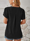 Swiss Dot Notched Petal Sleeve T-Shirt Women's T-Shirts - Tophatter Daily Deals