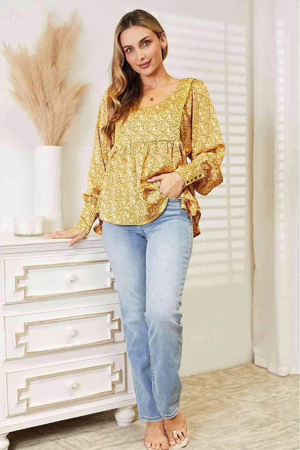 HEYSON Full Size V-Neck Floral Satin Top Blouses - Tophatter Daily Deals