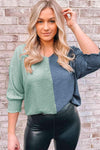 Two-Tone Textured V-Neck Blouse Gum Leaf Blouses - Tophatter Daily Deals