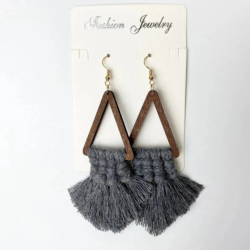 Tassel Detail Geometric Earrings Earrings - Tophatter Daily Deals