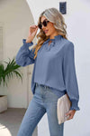 Tie Neck Flounce Sleeve Blouse Blouses - Tophatter Daily Deals