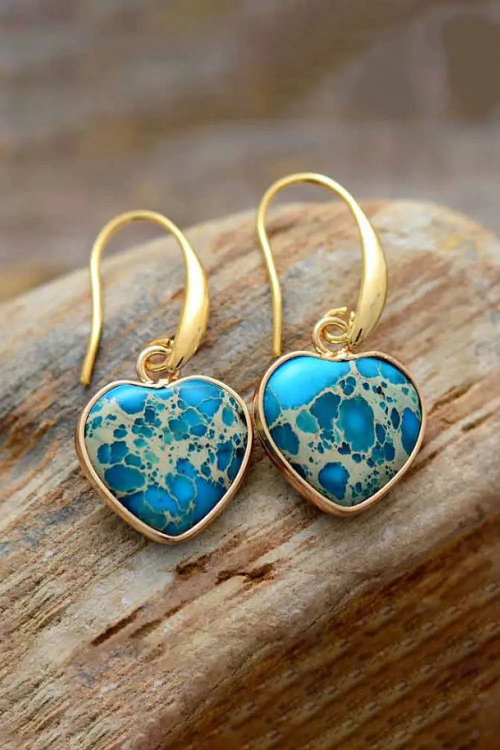 Imperial Jasper Heart Earrings Earrings - Tophatter Daily Deals