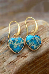 Imperial Jasper Heart Earrings Earrings - Tophatter Daily Deals
