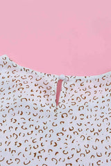 Leopard Round Neck Balloon Sleeve Blouse Blouses - Tophatter Daily Deals