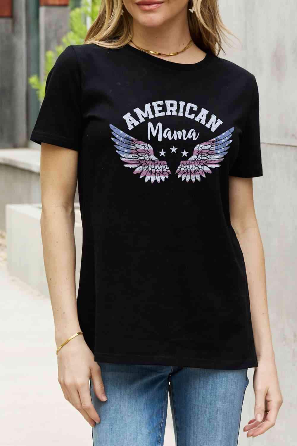 Simply Love AMERICAN MAMA Graphic Cotton Tee Women's T-Shirts - Tophatter Daily Deals