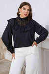 Melo Apparel Plus Size Ruffle Trim Mock Neck Blouse Blouses - Tophatter Daily Deals