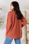 BOMBOM Drop Shoulder Long Sleeve Blouse with Pockets Blouses - Tophatter Daily Deals