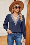 V-Neck Lantern Sleeve T-Shirt Navy Women's T-Shirts - Tophatter Daily Deals