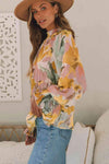 Floral Smocked Mock Neck Pleated Blouse Blouses - Tophatter Daily Deals