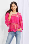 Davi & Dani Full Size Lace Oasis Top Hot Pink Blouses - Tophatter Daily Deals