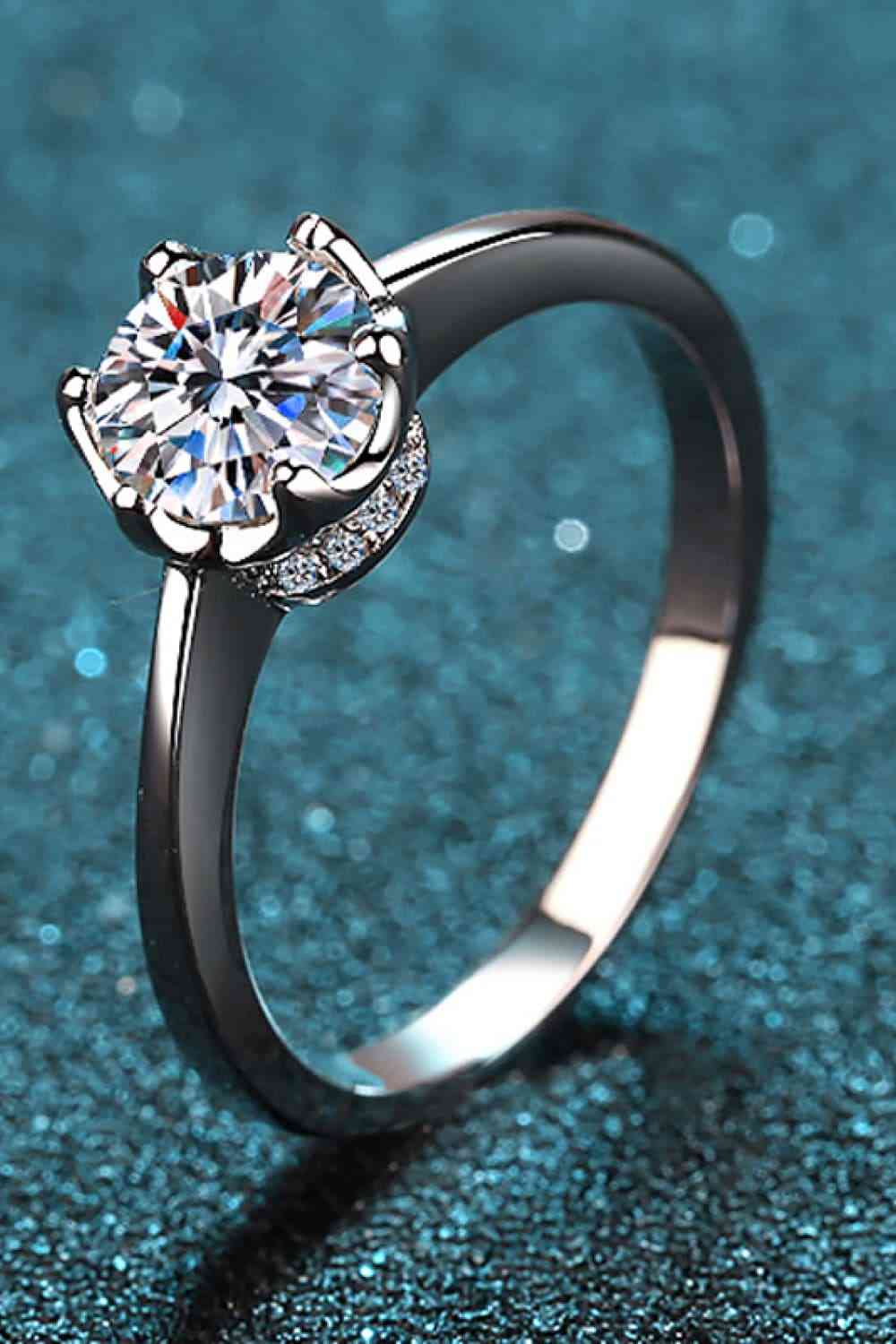 1 Carat Moissanite Rhodium-Plated Solitaire Ring Moissanite - Tophatter Daily Deals