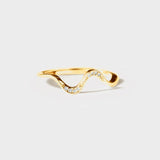 925 Sterling Silver Inlaid Zircon Wave Shape Ring Gold Rings - Tophatter Daily Deals