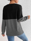 Striped Crisscross V-Neck Long Sleeve T-Shirt Women's T-Shirts - Tophatter Daily Deals