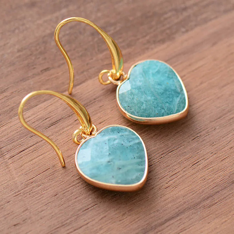 Natural Stone Heart Drop Earrings Earrings - Tophatter Daily Deals