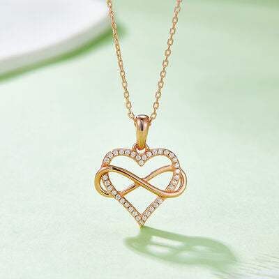 Moissanite 925 Sterling Silver Heart Shape Necklace Rose Gold One Size Moissanite - Tophatter Daily Deals