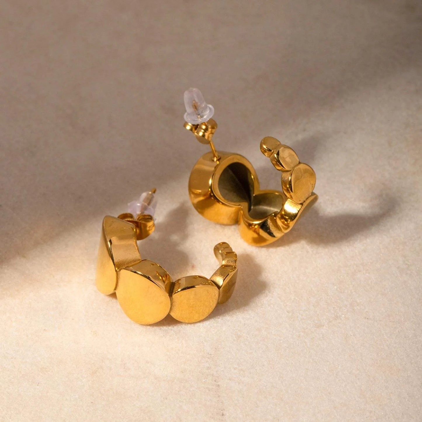 18K Gold-Plated Stainless Steel C-Hoop Earrings Earrings - Tophatter Daily Deals