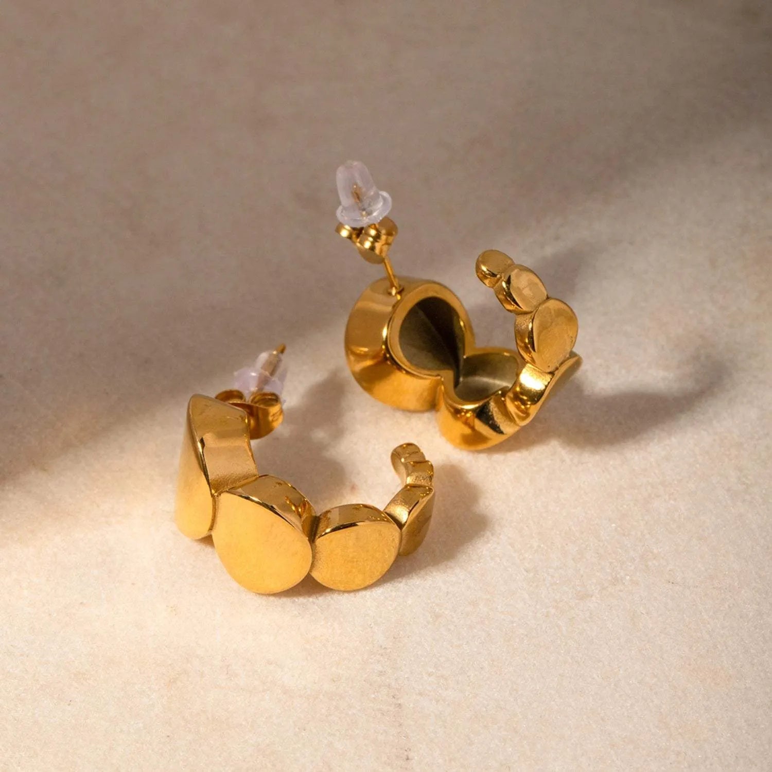 18K Gold-Plated Stainless Steel C-Hoop Earrings Earrings - Tophatter Daily Deals