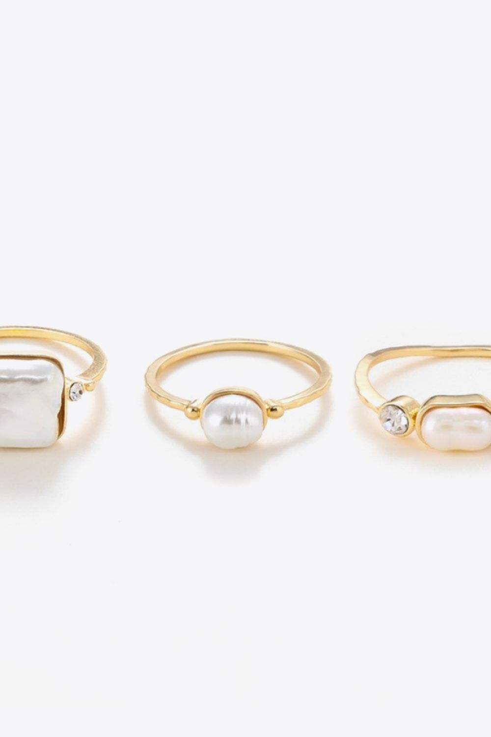 Pearl 18K Gold-Plated Ring Set Rings - Tophatter Daily Deals