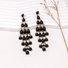 Alloy & Rhinestone Teardrop Earrings Black One Size Earrings - Tophatter Daily Deals