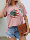 US Flag Flower Graphic Tee Blush Pink Women's T-Shirts - Tophatter Daily Deals