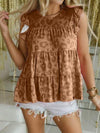 Ruffled Leopard Round Neck Tiered T-Shirt Women's T-Shirts - Tophatter Daily Deals