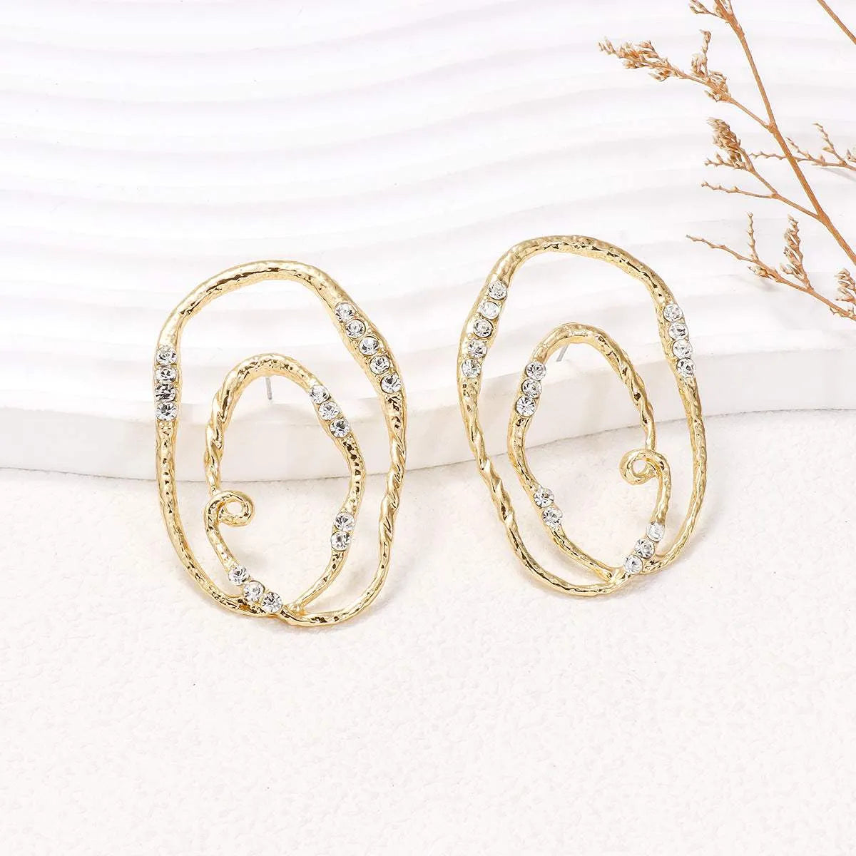 Alloy & Rhinestone Geometric Earrings Gold One Size Earrings - Tophatter Daily Deals