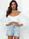 Flounce Sleeve Tie Back Blouse White Blouses - Tophatter Daily Deals