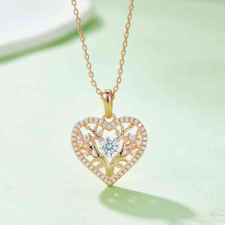 Moissanite 925 Sterling Silver Heart Shape Necklace Rose Gold One Size Moissanite - Tophatter Daily Deals