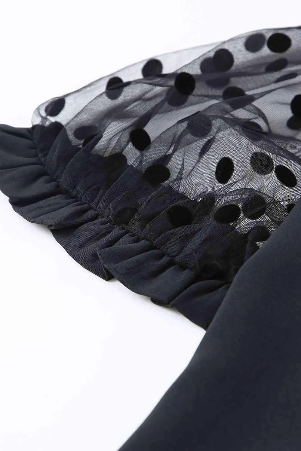 Polka Dot Lace Trim Spliced Mesh Blouse Blouses - Tophatter Daily Deals