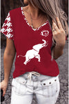 Elephant Graphic V-Neck T-Shirt Deep Red Women's T-Shirts - Tophatter Daily Deals