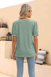 Openwork Round Neck Flounce Sleeve T-Shirt Women's T-Shirts - Tophatter Daily Deals