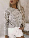 Openwork Plain Pullover Sweater Blouses - Tophatter Daily Deals