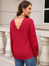 V-Neck Long Sleeve Blouse Blouses - Tophatter Daily Deals