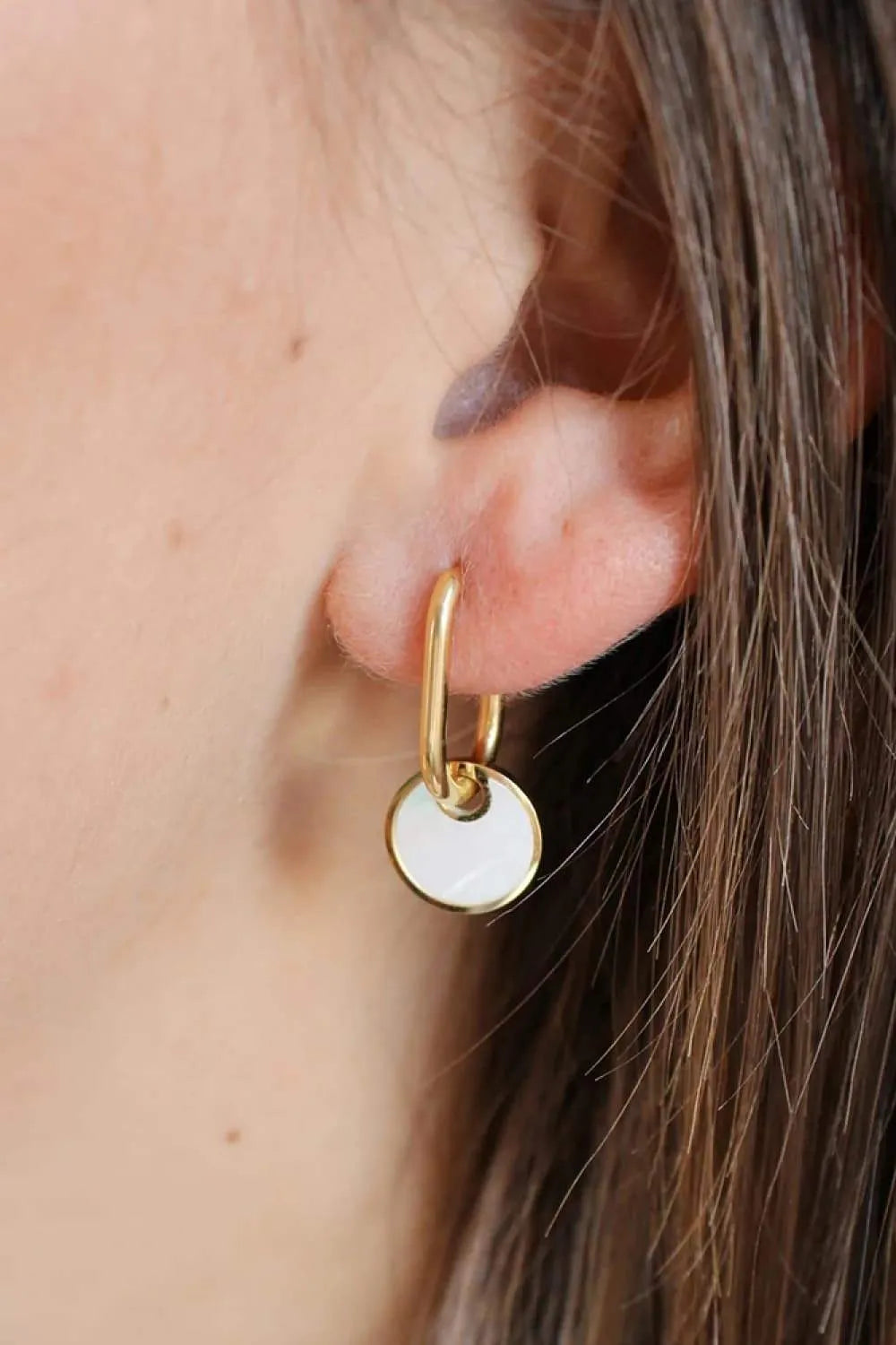 Copper White Mother-Of-Pearl Drop Earrings Earrings - Tophatter Daily Deals