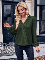 Puff Sleeve Surplice Neck Blouse Blouses - Tophatter Daily Deals