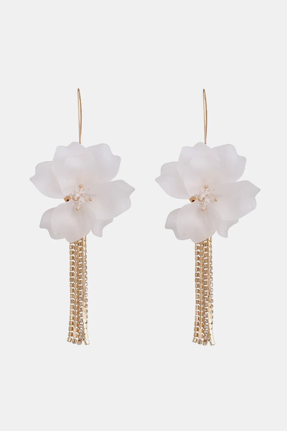 Flower Shape Acrylic Dangle Earrings White One Size Earrings - Tophatter Daily Deals