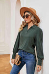 Johnny Collar Long Sleeve Top Blouses - Tophatter Daily Deals