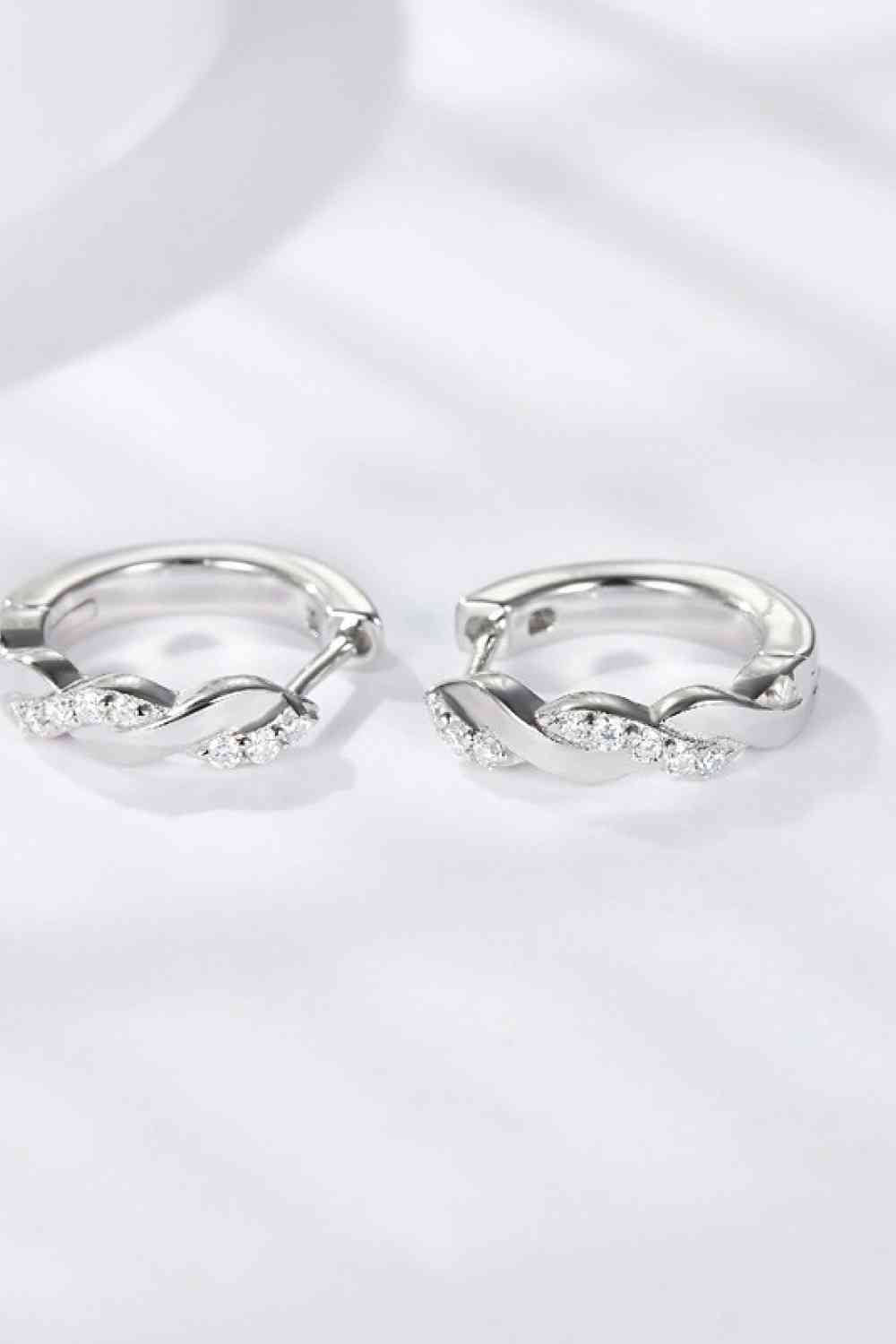 Moissanite Twisted Platinum-Plated Earrings - Tophatter Deals