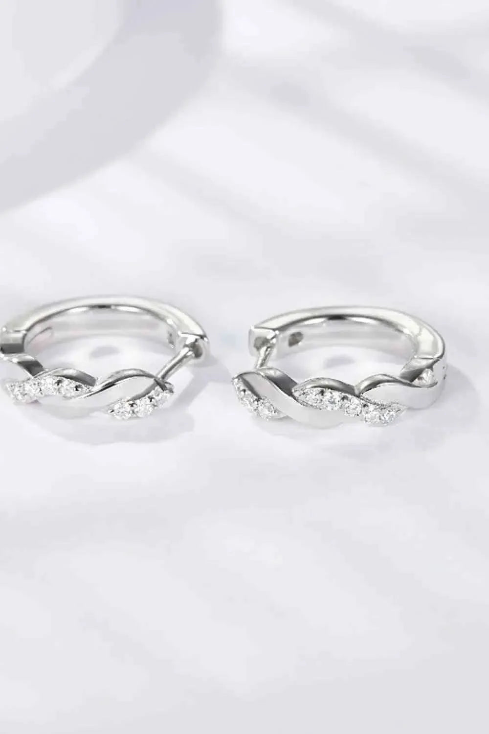 Moissanite Twisted Platinum-Plated Earrings Moissanite - Tophatter Daily Deals