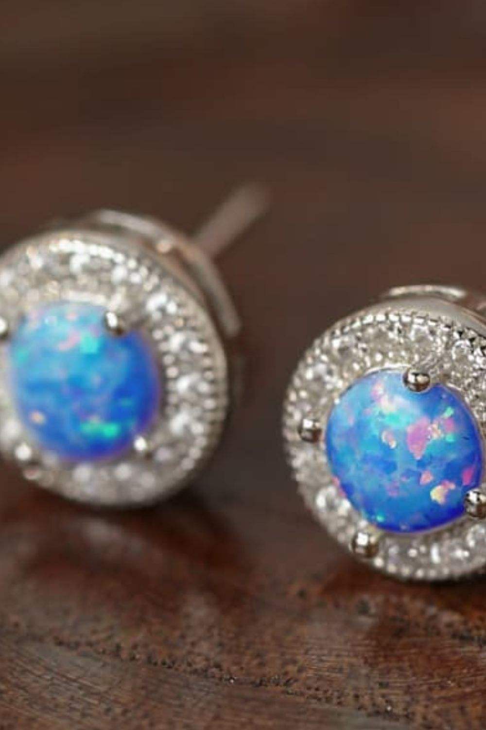 Opal 4-Prong Round Stud Earrings Opal - Tophatter Daily Deals