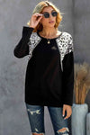 Leopard Snakeskin Print Dropped Shoulder Top Women's T-Shirts - Tophatter Daily Deals