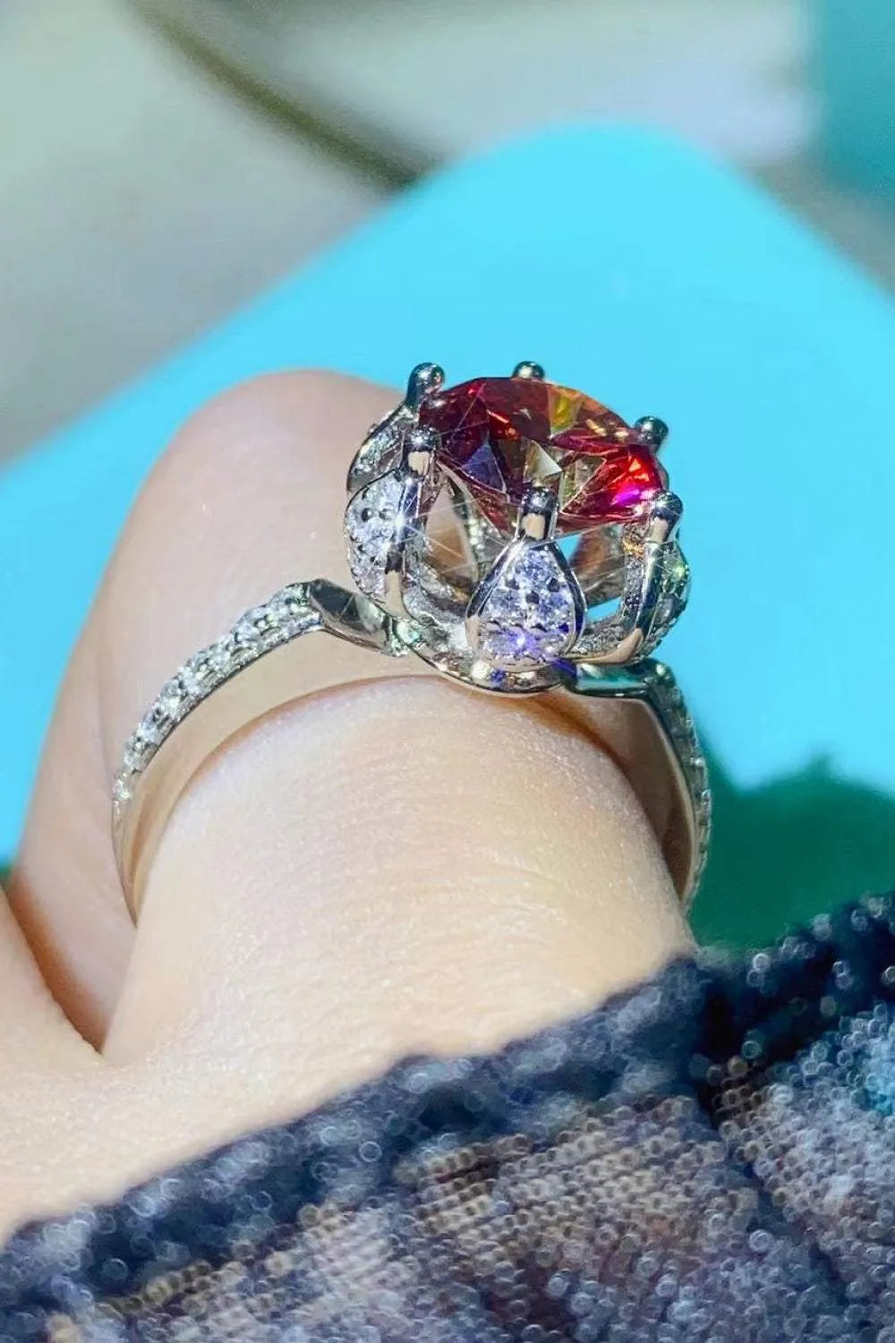 2 Carat Moissanite 6-Prong Ring in Phoenix Fire Moissanite - Tophatter Daily Deals