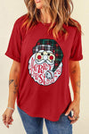 Santa Graphic Short Sleeve T-Shirt Deep Red Women's T-Shirts - Tophatter Daily Deals