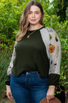 Plus Size Floral Waffle-Knit Round Neck Blouse Blouses - Tophatter Daily Deals