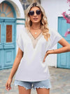 V-Neck Cuffed Blouse Blouses - Tophatter Daily Deals